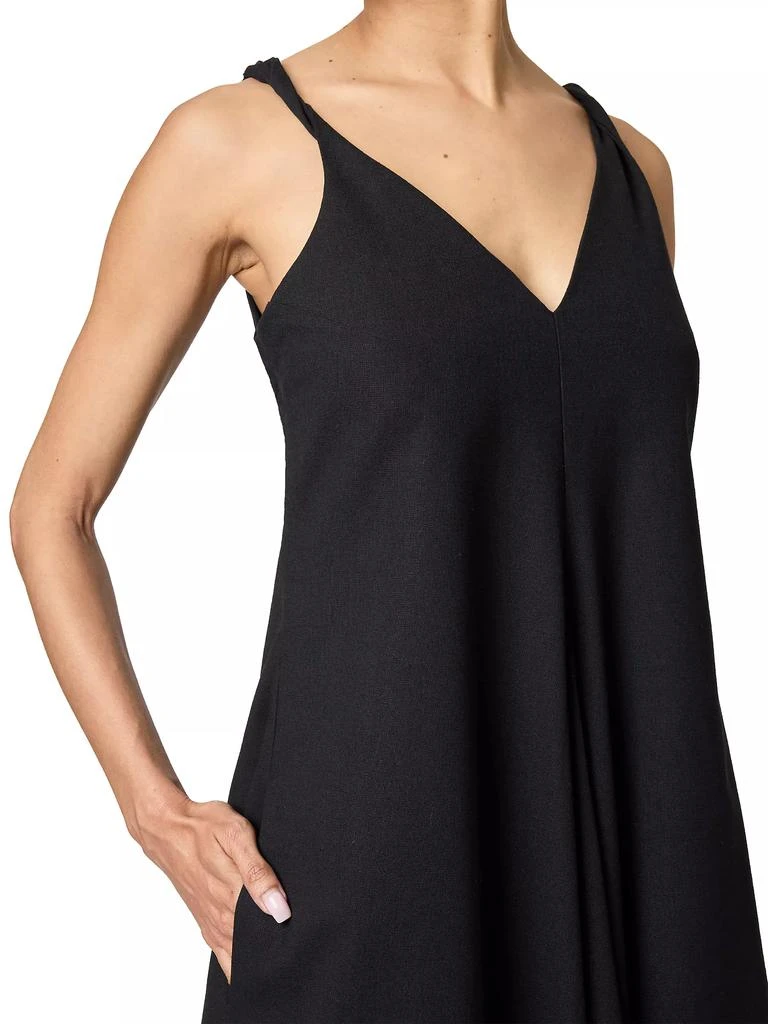 Santorelli Asymmetric Twist Strap Billow Midi-Dress 6