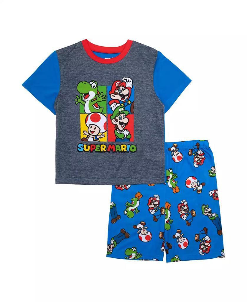Nintendo Little and Big Boys Short Sleeve Tee and Short, 2-Piece Pajama Set
