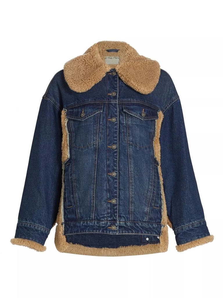 Free People Holly Oversized Denim &amp; Sherpa Jacket 1