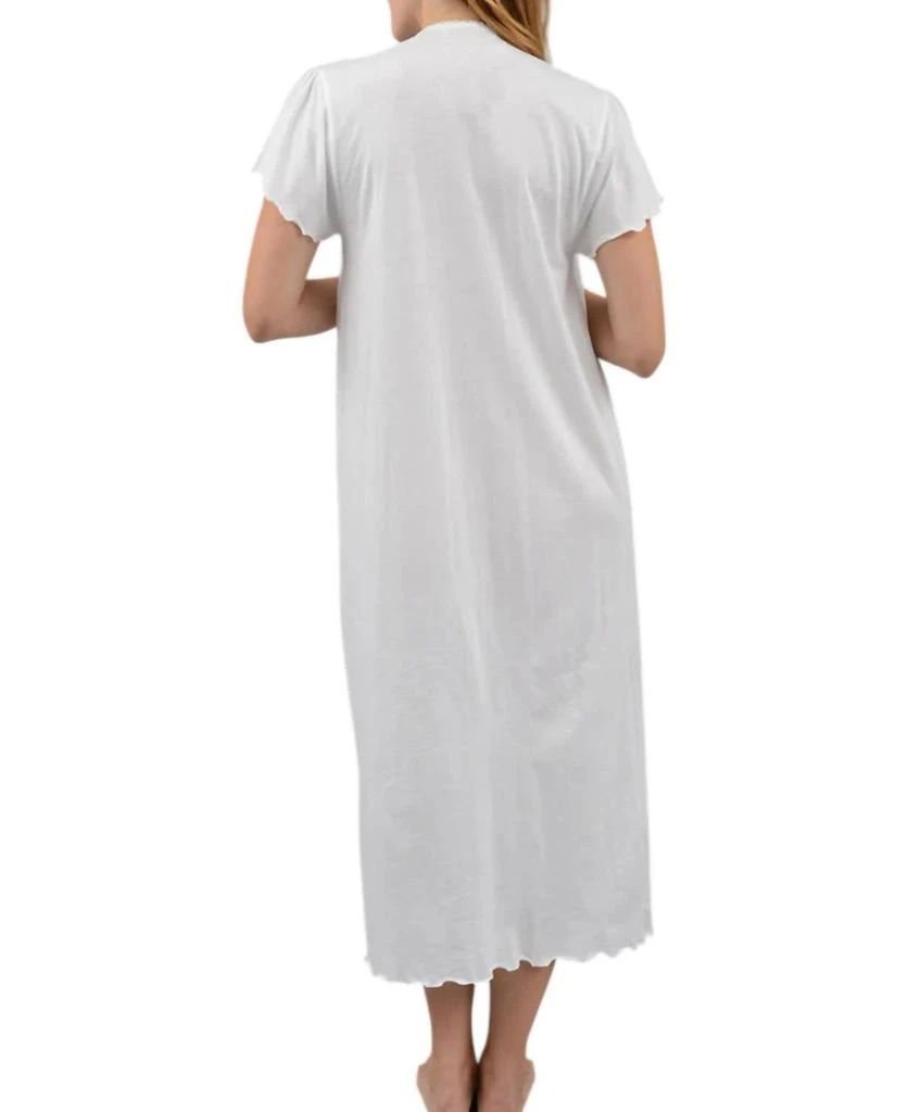 COTN COLLECTION Smocked Flutter Sleeve Gown In White 2