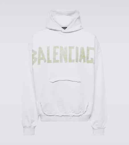 Balenciaga Tape Type Ripped cotton fleece hoodie 1