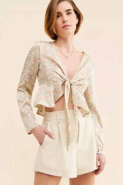 Dress Forum Dress Forum Tie Front Printed Top 1