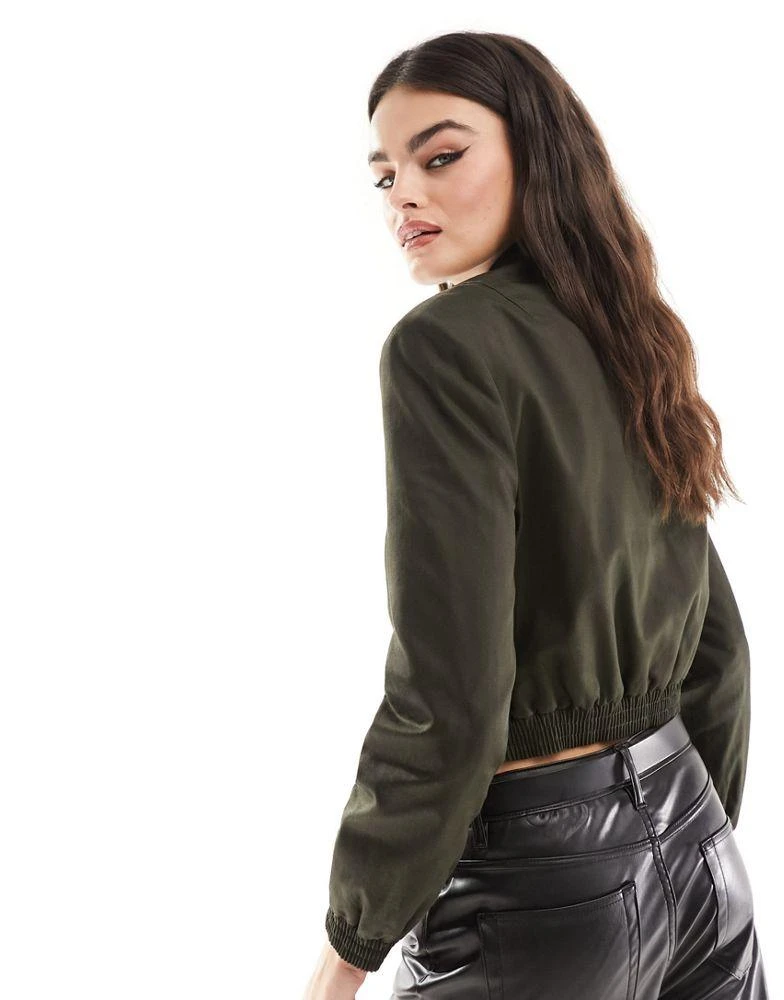 ASOS ASOS DESIGN tailored bomber jacket with strong shoulder in khaki 4