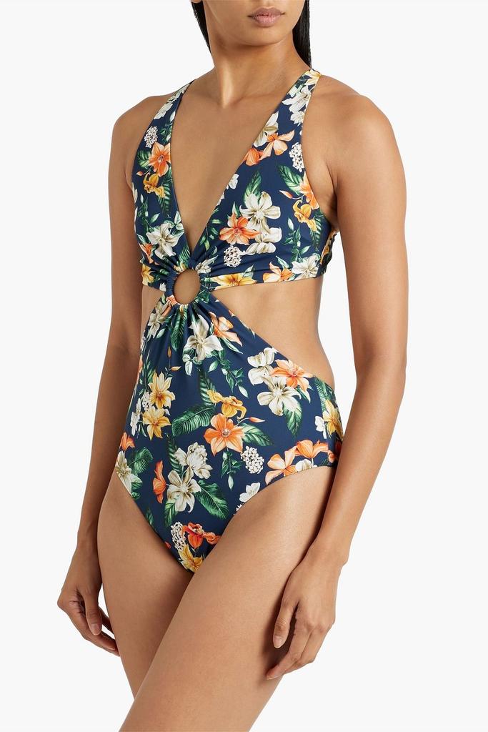 Onia Cutout floral-print swimsuit