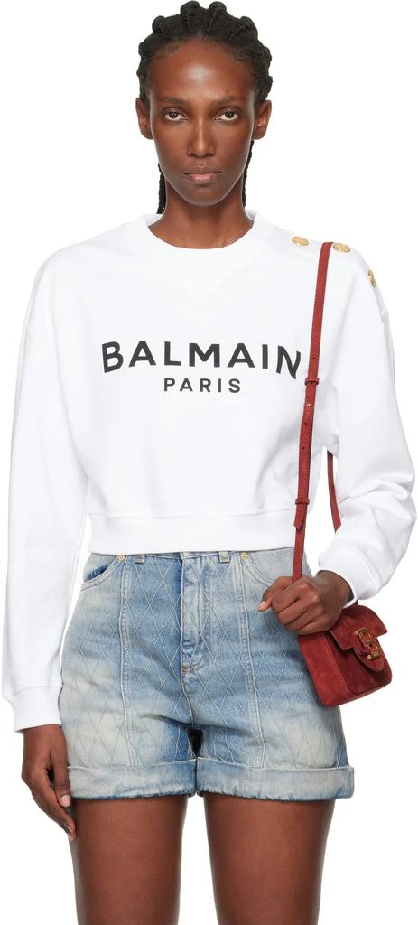 Balmain White Printed 
Balmain Paris
 Sweatshirt 1