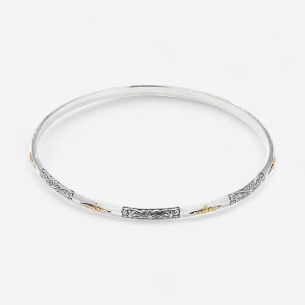 Konstantino Konstantino Sterling Silver & 18K Yellow Gold Cross Bangle Bracelet BKJ213-130