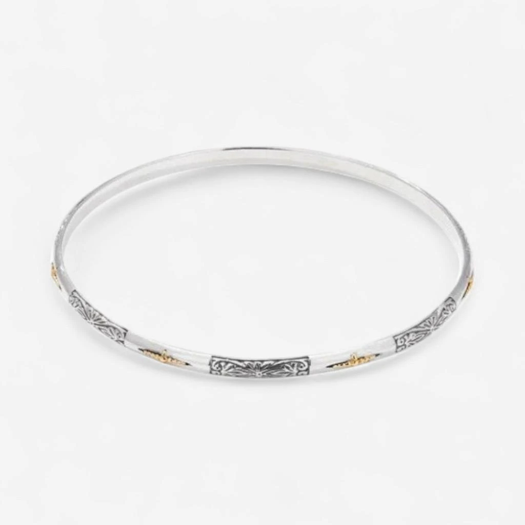 Konstantino Konstantino Sterling Silver & 18K Yellow Gold Cross Bangle Bracelet BKJ213-130 2