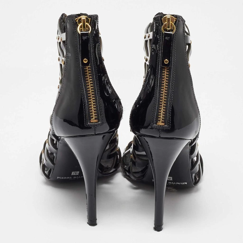 PIERRE BALMAIN Pierre Balmain Black Patent Leather Studded Cage Sandals Size 41 5