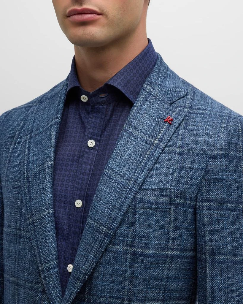 Isaia Men's Blue Windowpane Check Sports Jacket 7