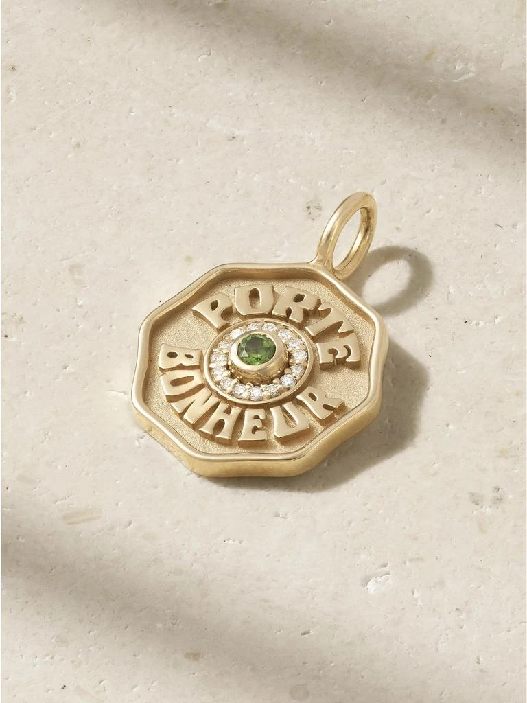 Marlo Laz Porte Bonheur 14k 黄金、碧玺、钻石迷你吊坠 1