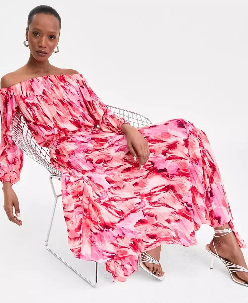 INC International Women's Printed Pleated Off-The-Shoulder Maxi Dress, Exclusively at Macy's 2