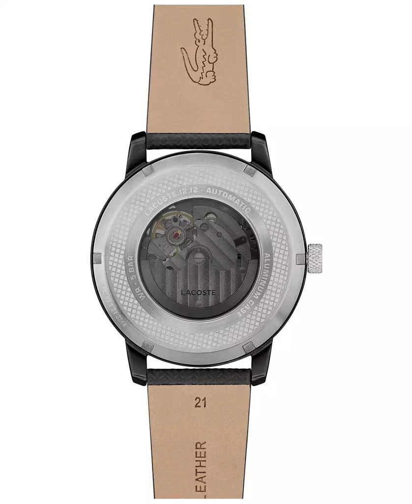 Lacoste Men's L.12.12 Automatique Black Leather Strap Watch 44mm 2