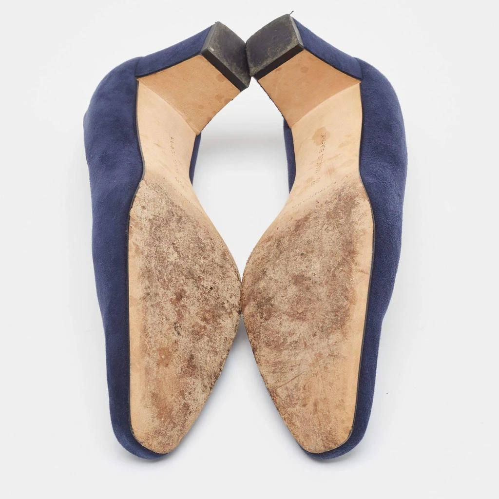 Manolo Blahnik Manolo Blahnik Navy Blue Suede Block Heel Pumps Size 38 6
