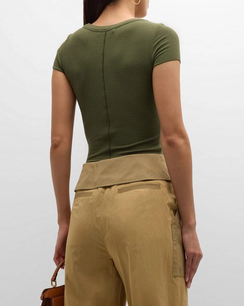 FRAME Ribbed Scoop-Neck Baby Tee 3