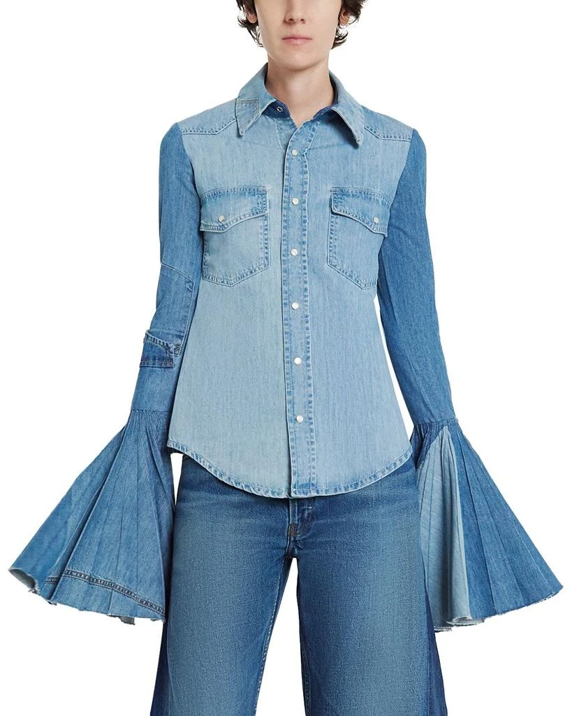 A.W.A.K.E. Mode Bell Sleeve Denim Shirt 1