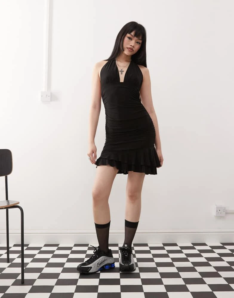 COLLUSION halter neck ruched mini dress in black  On Sale Now with Up to  54% Off | Discover Exclusive Deals & Savings at BeyondStyle  Authentic  COLLUSION Home|women with Limited-Time Discounts,