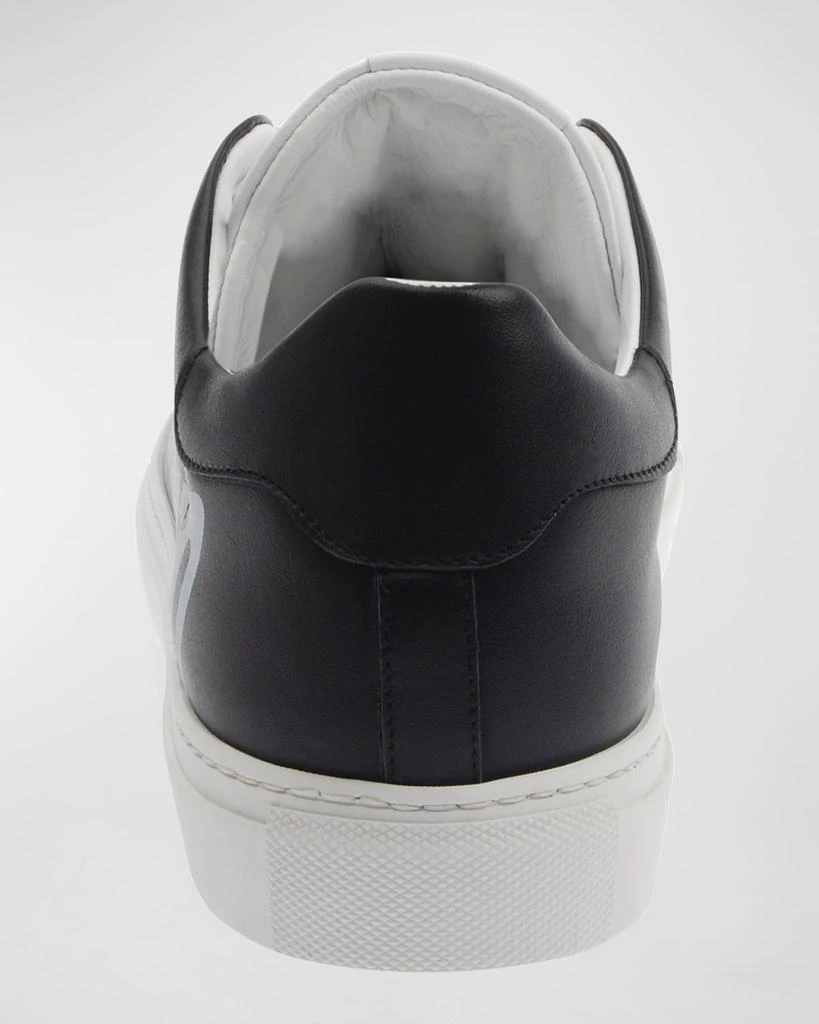 John Galliano Paris Men's Typographic Logo Hidden-Lace Low-Top Sneakers, White/Black 4