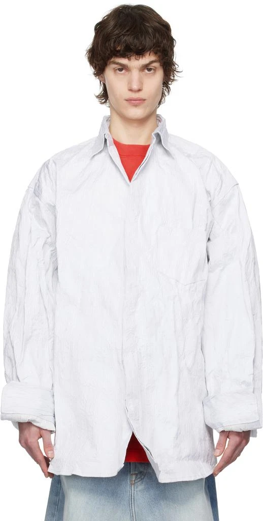 Vetements Off-White Runway Metalized Wrinkled Allover Shirt 1