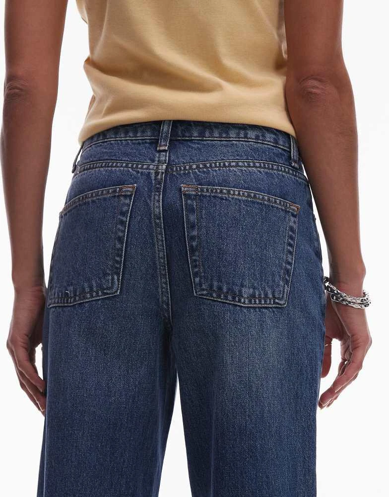 Topshop Topshop mid rise wide leg jean in mid blue 4