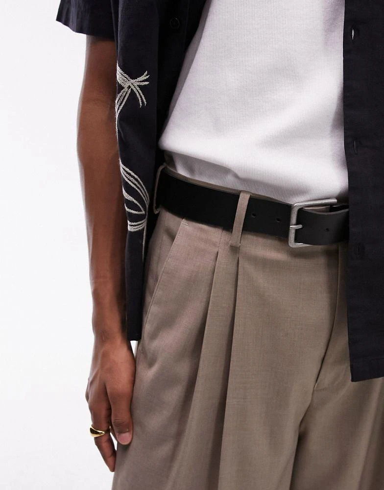 Topman Topman twin pleat baggy smart trouser in stone 3
