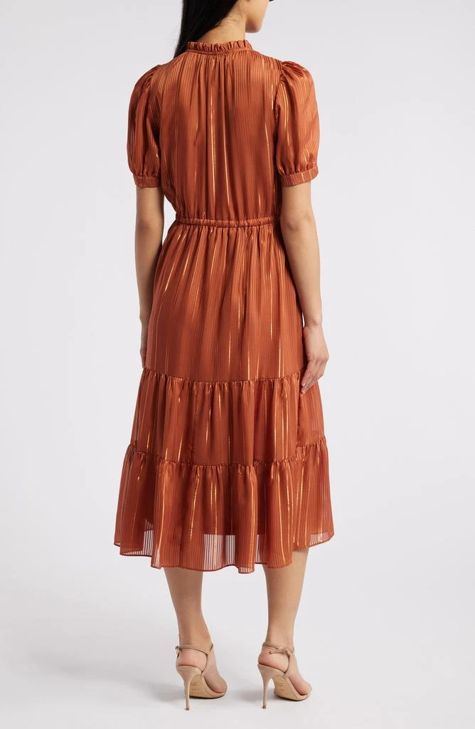 julia jordan Metallic Stripe Tiered Midi Dress 2