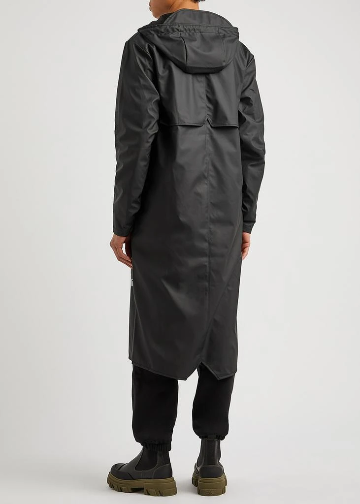 RAINS Longer matte black rubberised raincoat 3