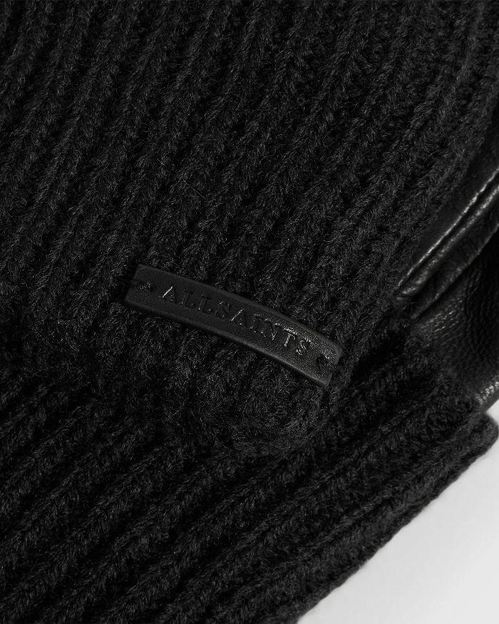 ALL SAINTS Long Knit Cuff Leather Gloves 5