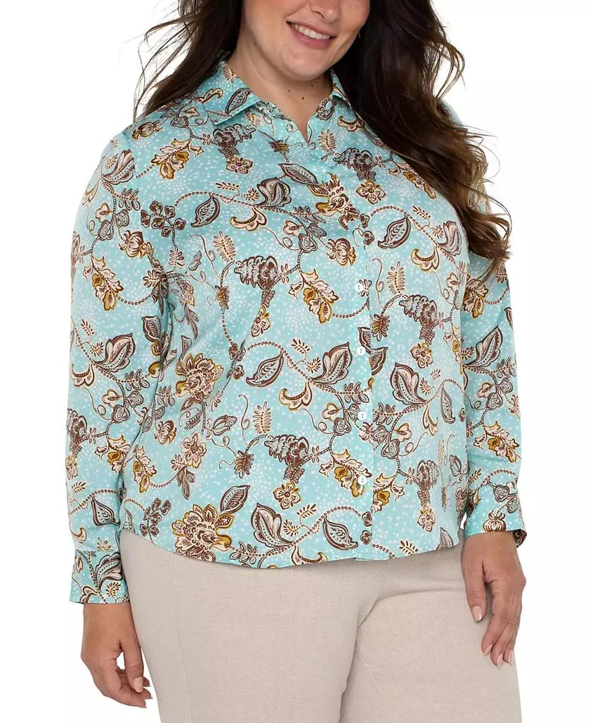 Liverpool Liverpool Plus Size Floral-Print Woven Button Blouse 3