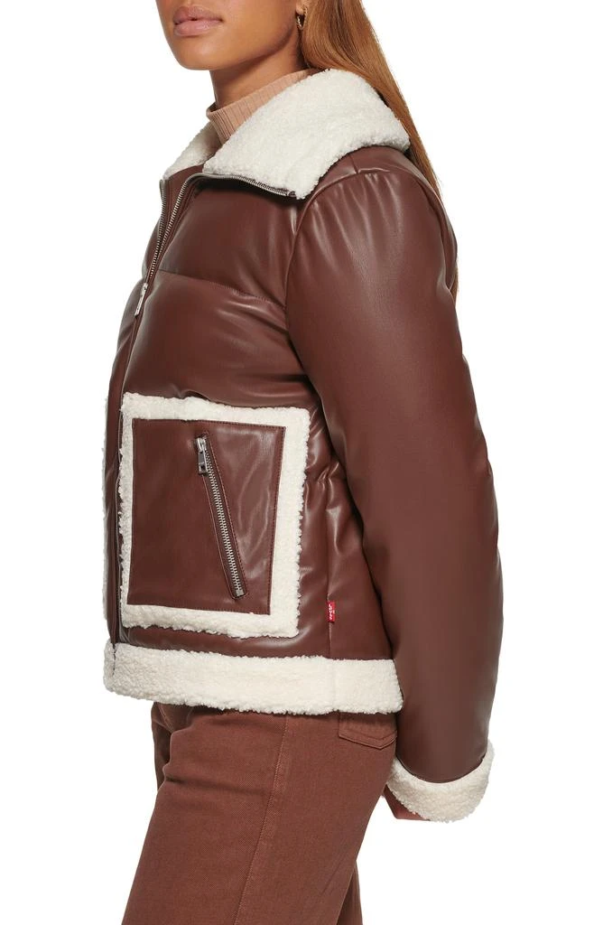 Levi's Faux Leather Puffer Jacket with Faux Shearling Trim 3