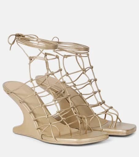 Rick Owens Web Cantilever woven leather wedges 1