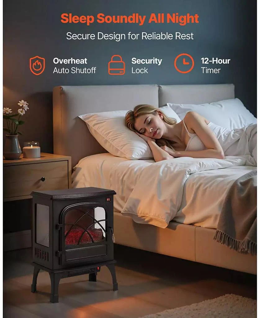 SUGIFT Freestanding Electric Fireplace Stove Heater 1500W with Remote 10