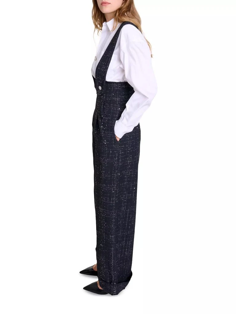Maje Wide-Leg Trousers with Tweed Braces 3