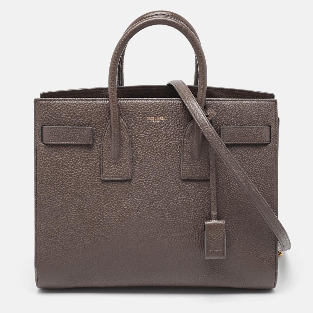 Saint Laurent Saint Laurent Grey Leather Small Classic Sac De Jour Tote