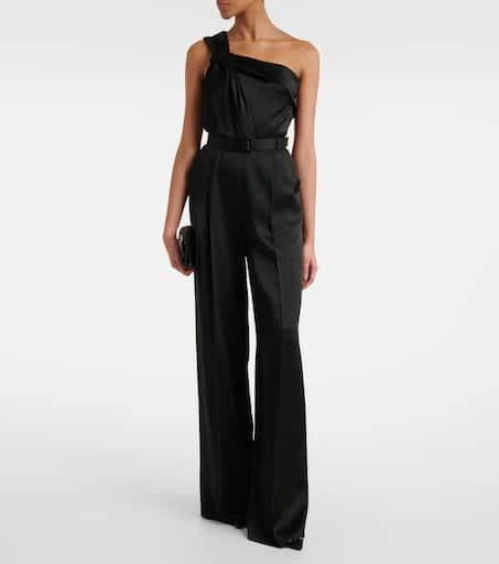 Max Mara Gioire belted one-shoulder satin jumpsuit 2