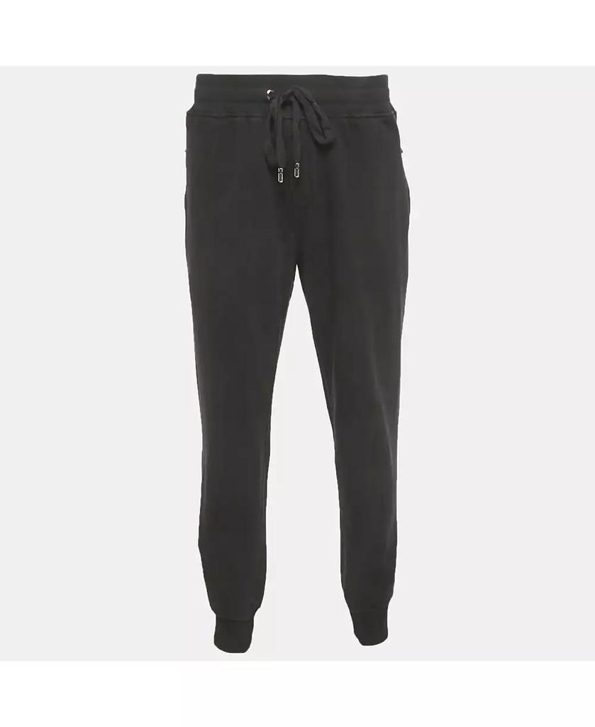 Pre-Owned Dolce & Gabbana Men's Black Cotton Logo Plaque Detail Jogger
