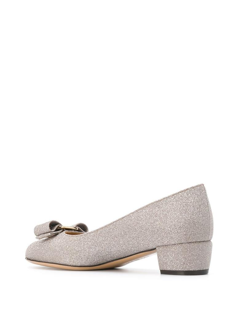 Salvatore Ferragamo Ferragamo Vara Bow Glitter Pumps