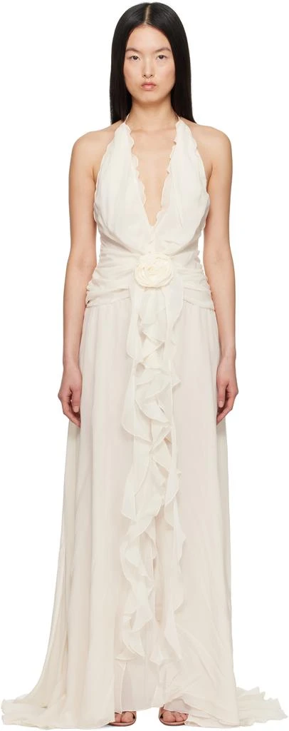BLUMARINE Off-White Georgette Maxi Dress 1
