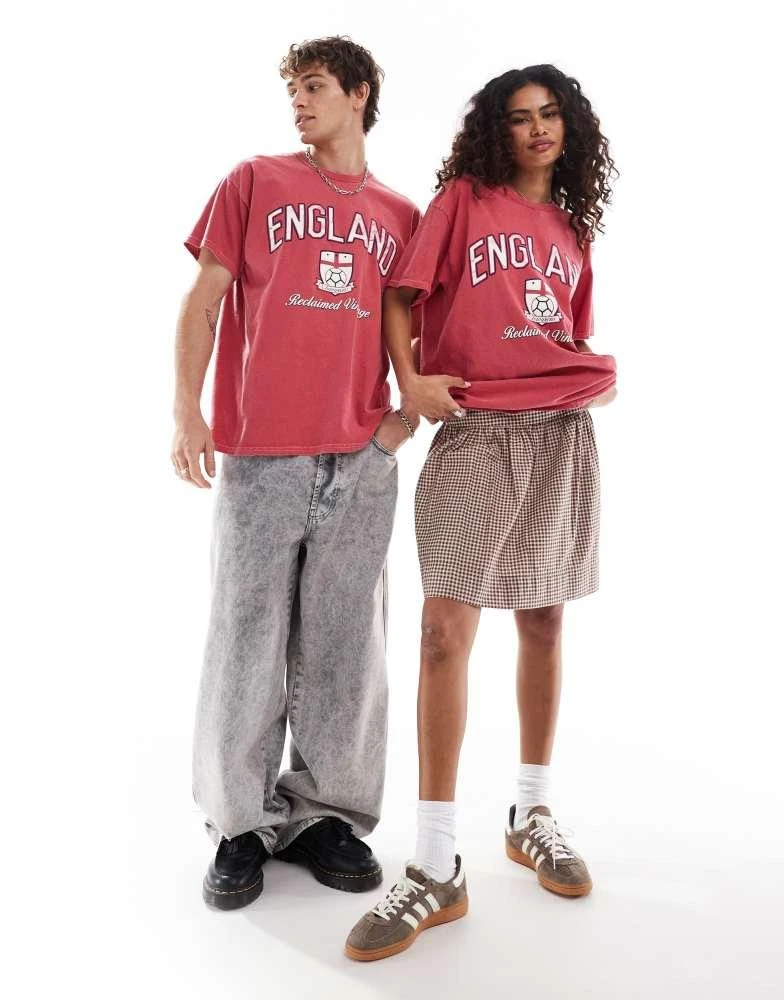Reclaimed Vintage Reclaimed Vintage unisex oversized t-shirt with England print in red 3
