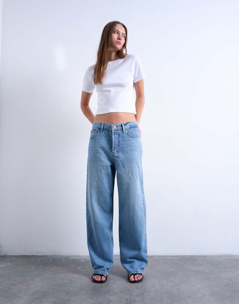 Topshop Topshop Column mid rise low slung jean in bleach