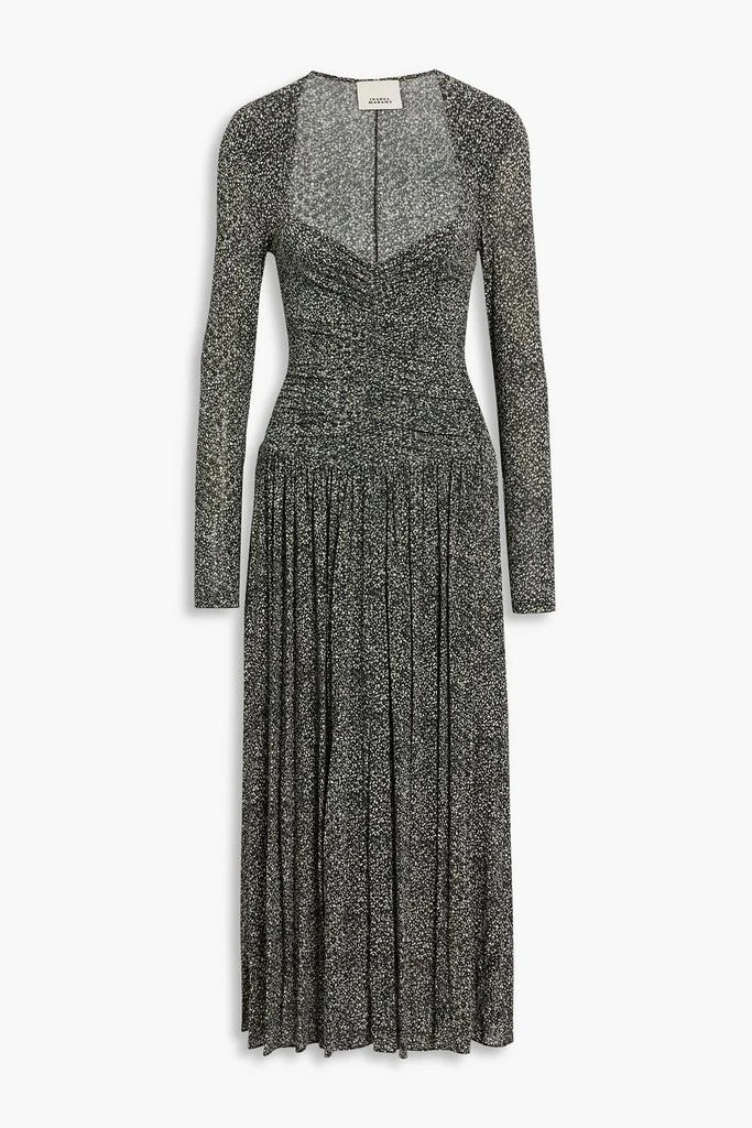 Isabel Marant Jenny pleated printed stretch-jersey midi dress 1