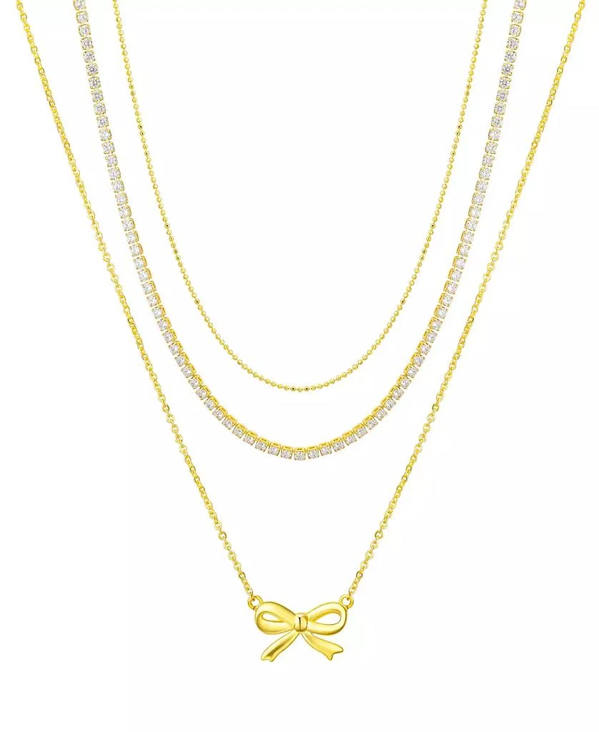 Unwritten Cubic Zirconia Bow Layered Necklace Set 1