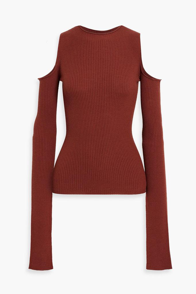 Rick Owens Henna cold-shoulder ribbed wool top