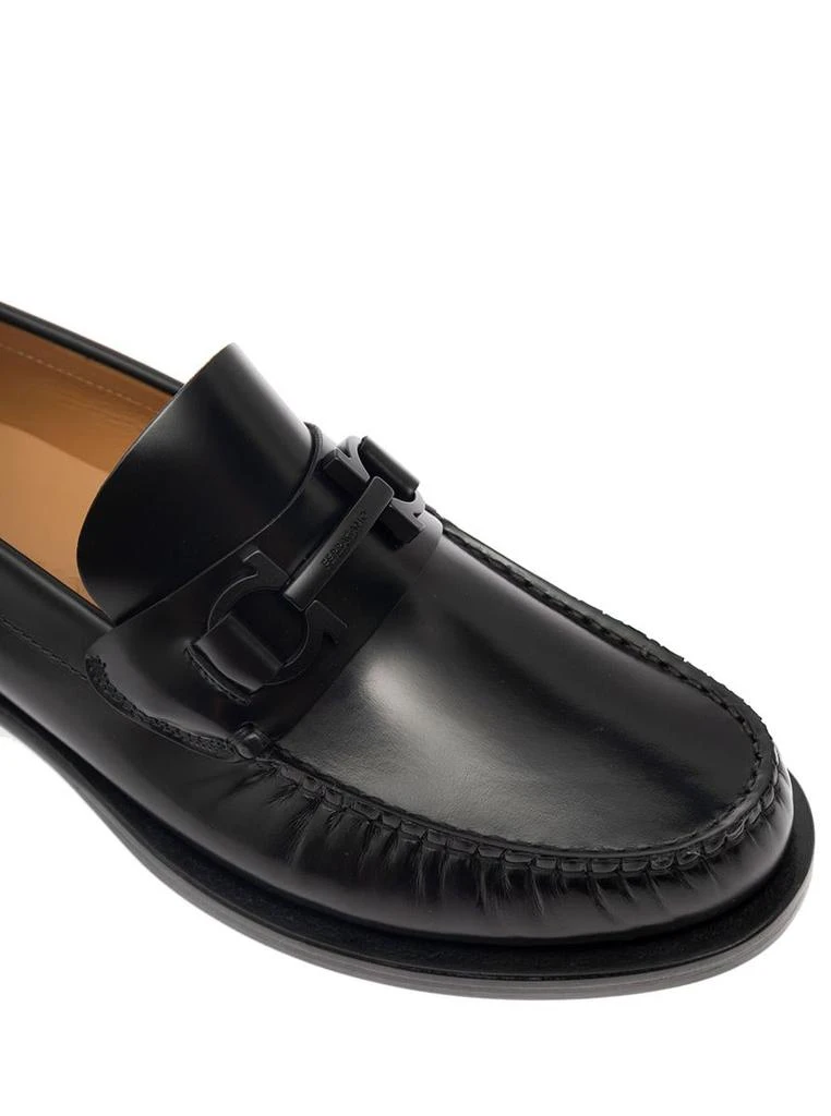 Salvatore Ferragamo 'Fort' Black Slip-On Loafers With Gancini Detail In Brushed Leather Man 4