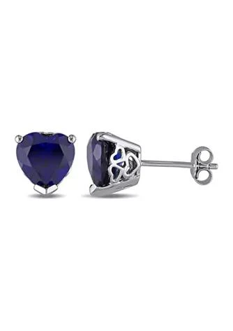 Belk 
Co. Lab Created 4.50 ct. t.g.w. Heart Shaped Created Blue Sapphire Stud Earrings in Sterling Silver