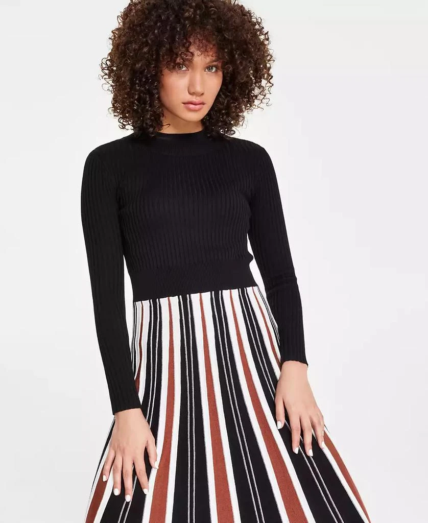 Robbie Bee Women's Long Sleeve Ribbed Knit Sweater Dress 4