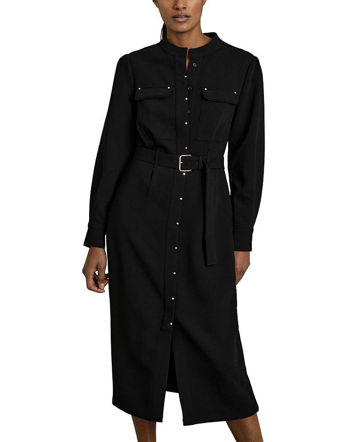 REISS Belted Long Sleeve Shirt Dress