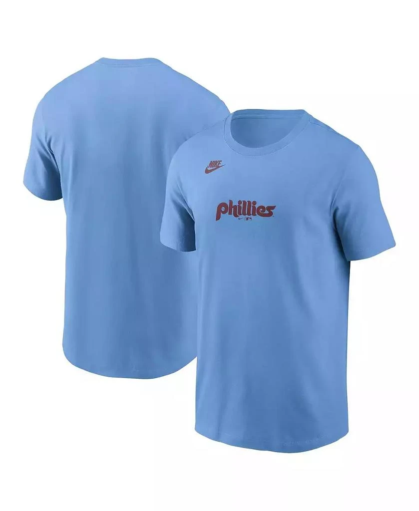 NIKE Men's Light Blue Philadelphia Phillies Cooperstown Collection Wordmark T-Shirt 1