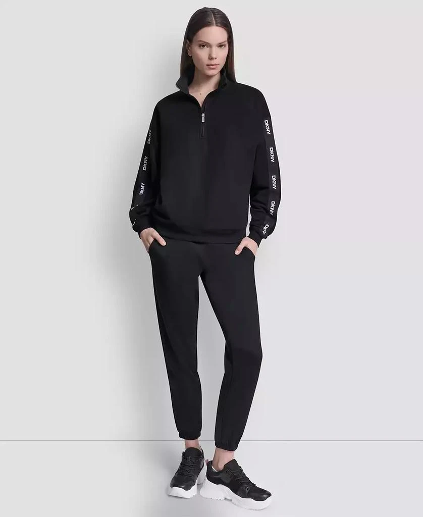 DKNY Sport Women
s Classic Logo Elastic Oversized Quarter-Zip Top 2