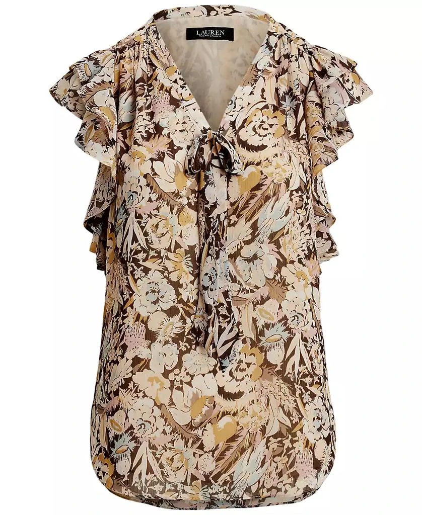 Ralph Lauren Women's Floral Georgette Tie-Neck Blouse 6