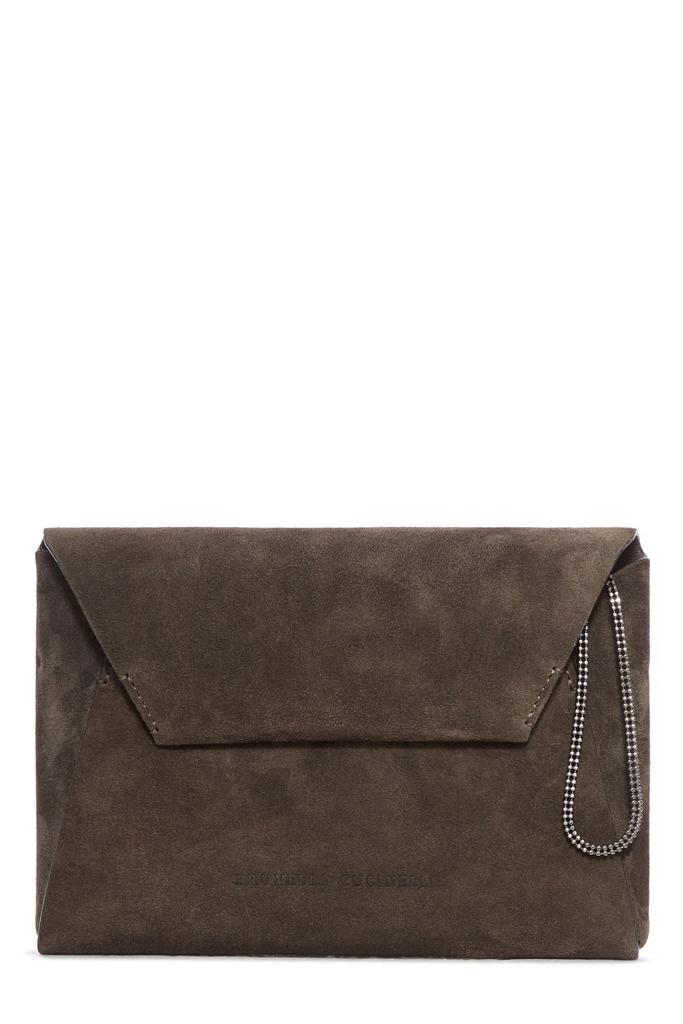 Brunello Cucinelli Duo Clutch Bag in Suede with Monili